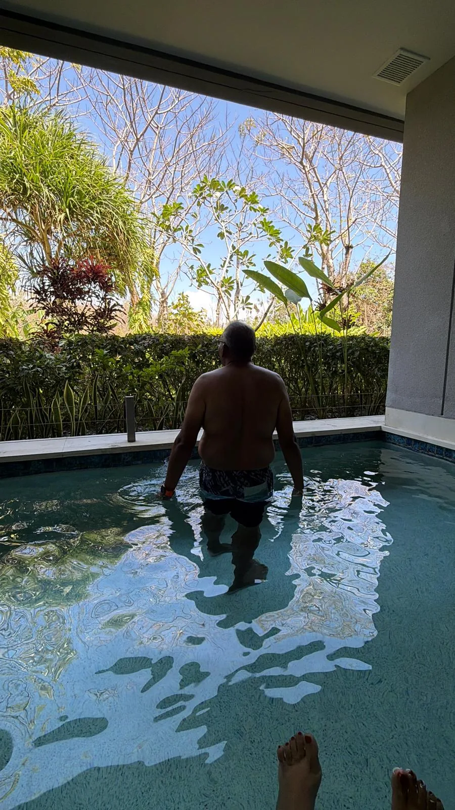 Enjoying the private plunge pool at the villa